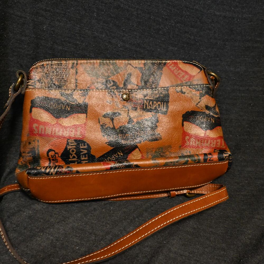 Patricia Nash Leather Crossbody European Trip Map Adjustable Strap Bag Purse - Picture 2 of 5